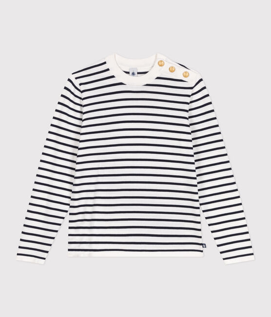 Pullover marinaro in cotone a righe donna bianco MARSHMALLOW/blu SMOKING