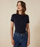 T-shirt Iconica a maniche corte a coste tinta unita donna blu SMOKING