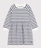Abito a maniche lunghe in cotone a righe bambina bianco MARSHMALLOW/blu SMOKING