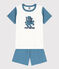 Pigiama corto in cotone con fantasia polpo per bimbi, unisex LAVIS/ MARSHMALLOW