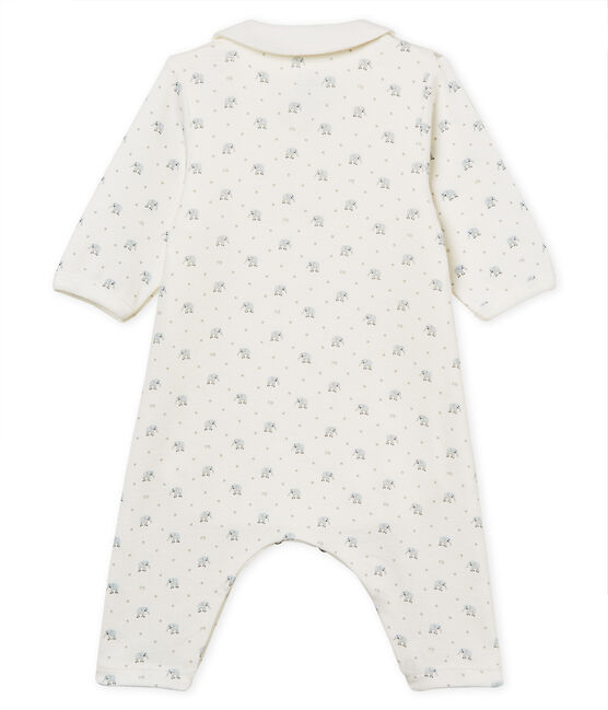 Bodyjama senza piedi bebè maschio a costina 1x1 fantasia bianco MARSHMALLOW/bianco MULTICO