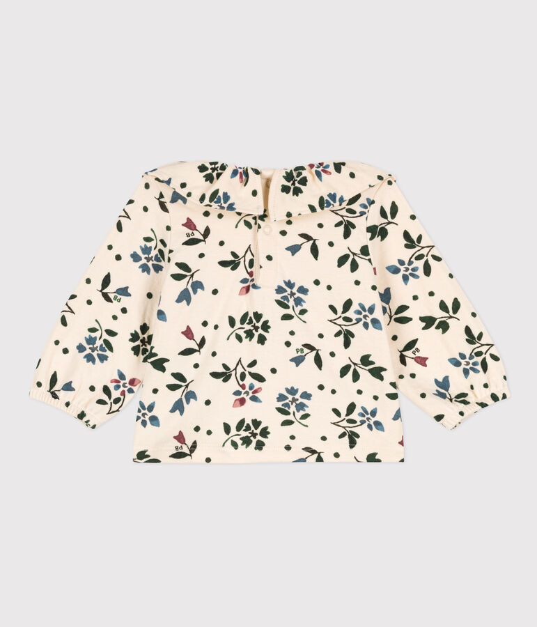 Blusa a manica lunga beb&egrave; in garza di cotone stampato ecru/multicolore