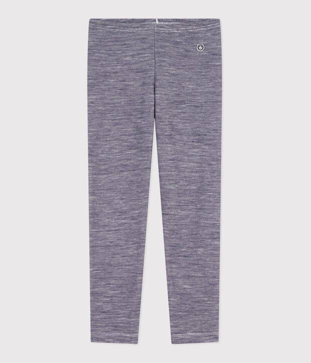 Leggings bambino in misto lana e cotone a righe blu/bianco
