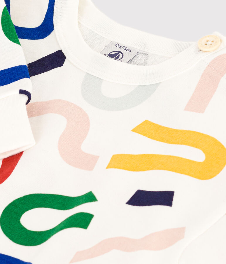 Felpa beb&egrave; in tessuto felpato leggero bianco/multicolore