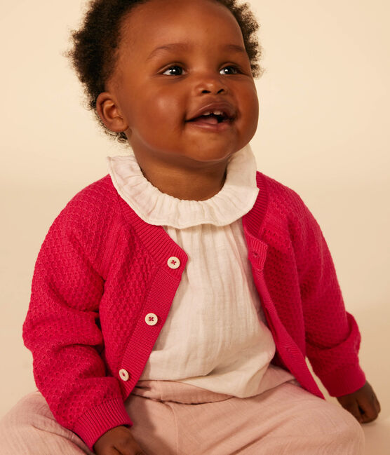 Cardigan in tricot di cotone bebè rosa DELHI
