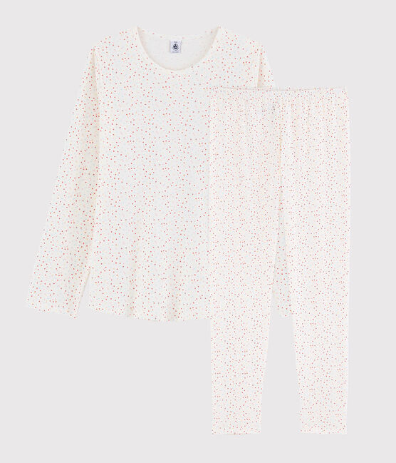 Pigiama pois multicolori ragazza-donna in cotone biologico bianco MARSHMALLOW/bianco MULTICO