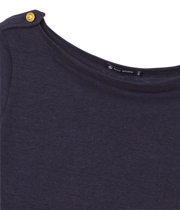 T-shirt donna in lino blu