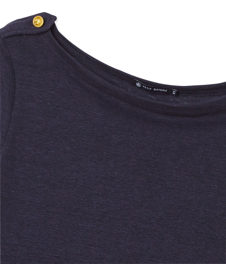 T-shirt donna in lino blu SMOKING