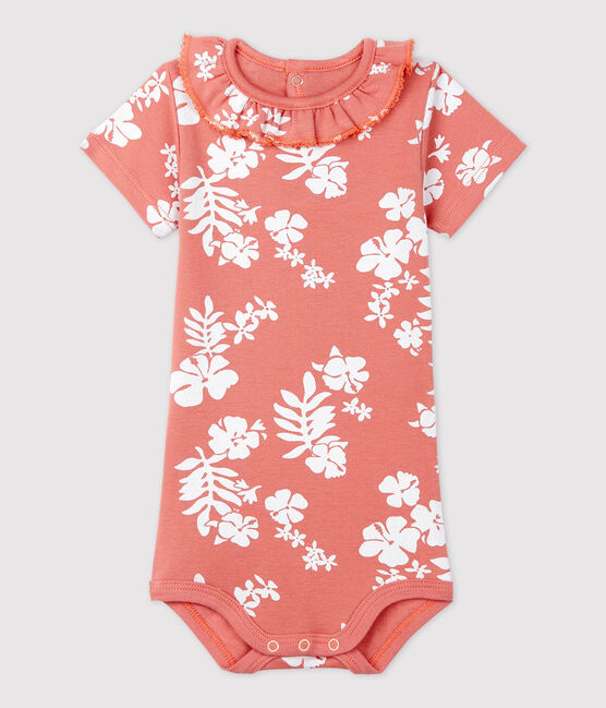 Body bebè a fiori in cotone con collo collerette rosa PAPAYE/ MARSHMALLOW