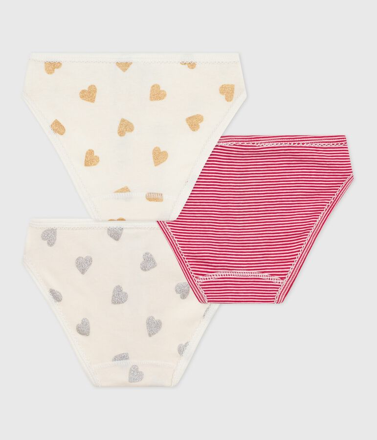 Set di slip in cotone con cuori stampati bambina multicolore