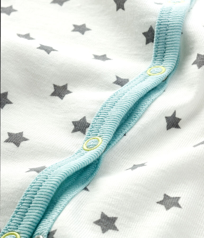 Tutina pigiama beb&egrave; maschio a costine bianco/grigio