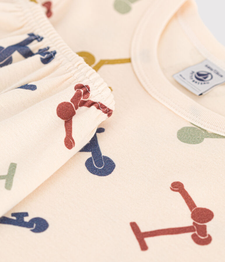 Pigiama short fantasia monopattino in cotone bambino ecru/multicolore