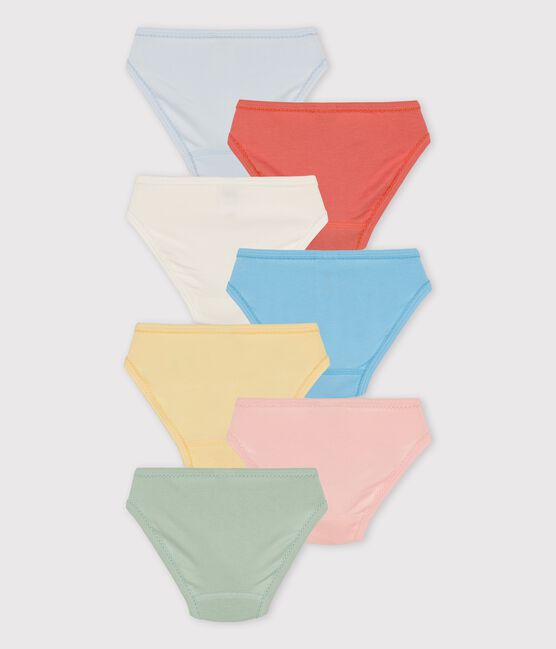 Confezione da 7 slip a tinta unita bambina in cotone biologico variante 1
