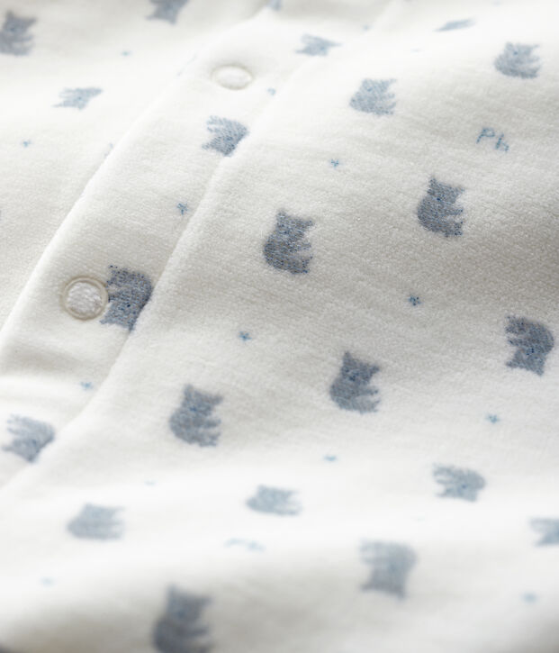 Body-pigiama con stampa koala bimbo in velluto bianco/multicolore