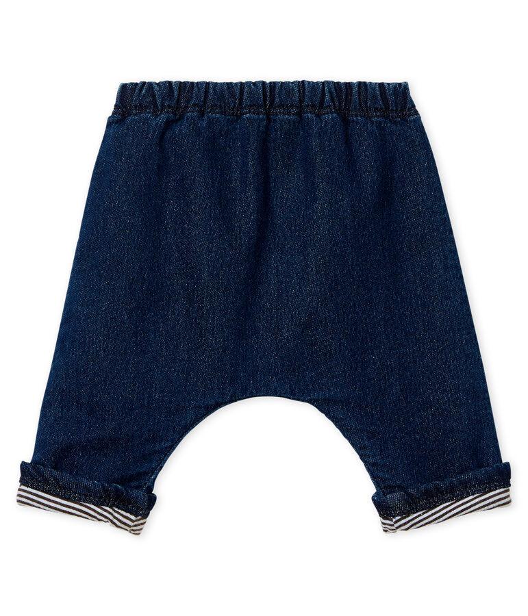 Pantalone beb&egrave; unisex doppiato in maglia effetto denim blu