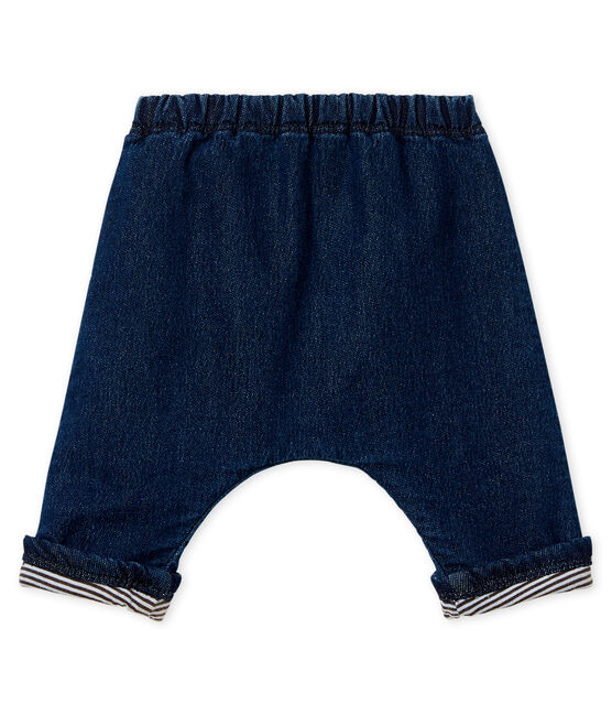 Pantalone bebè unisex doppiato in maglia effetto denim blu DENIM BLEU FONCE CN