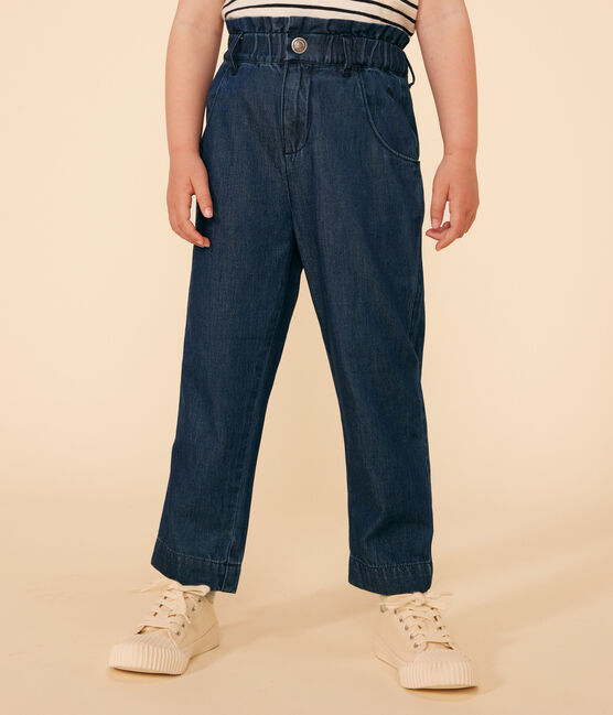 Pantaloni dritti in denim leggero bambina blu DENIM