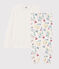 Pigiama ragazza a fiori bimateriale bianco MARSHMALLOW/bianco MULTICO