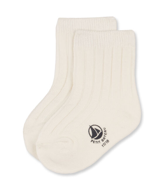 Calzini a costine bebè unisex beige Coquille