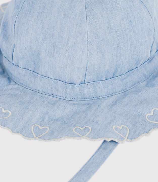 Cappellino in chambray neonata blu