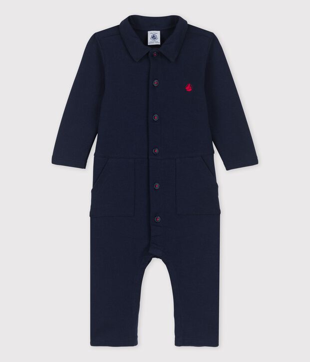 Tutina lunga beb&egrave; in jersey spesso biologico blu