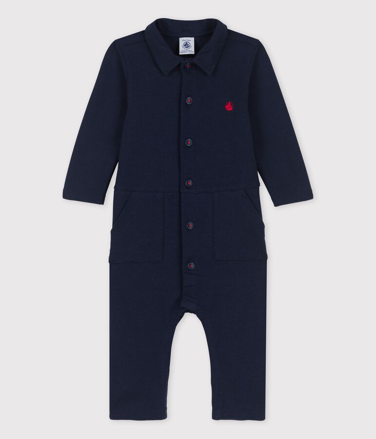 Tutina lunga beb&egrave; in jersey spesso biologico blu