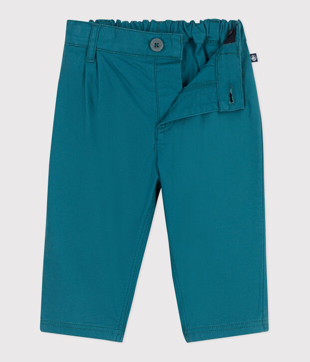 Pantaloni in morbido cotone tinta unita neonato verde
