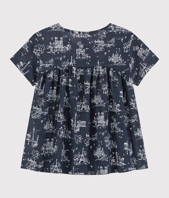 Blusa manica corta in tubique bambina blu SMOKING/bianco ECUME