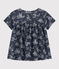 Blusa manica corta in tubique bambina blu SMOKING/bianco ECUME