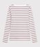 T-shirt a maniche lunghe con scollo a barca in cotone a righe donna bianco/rosso