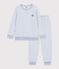 Pigiama in spugna di cotone a righe bambino blu/ecru