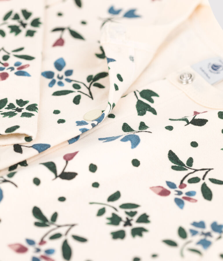 Cardigan in tubique stampato bambina ecru/multicolore