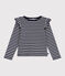 T-shirt a maniche lunghe in cotone a righe bambina blu SMOKING/bianco MARSHMALLOW