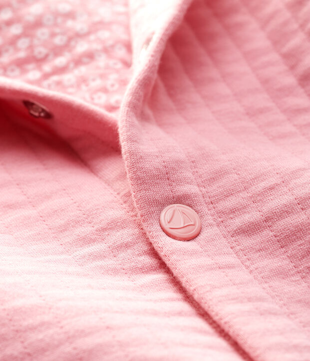 Cardigan beb&egrave; in tubique trapuntato. rosa