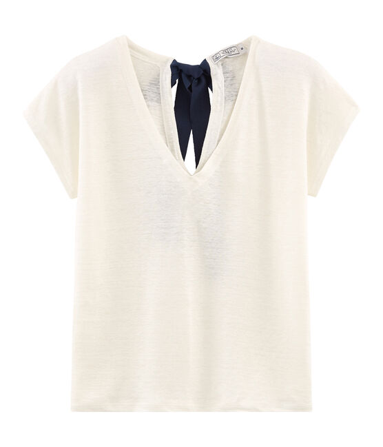 T-shirt in lino donna bianco MARSHMALLOW