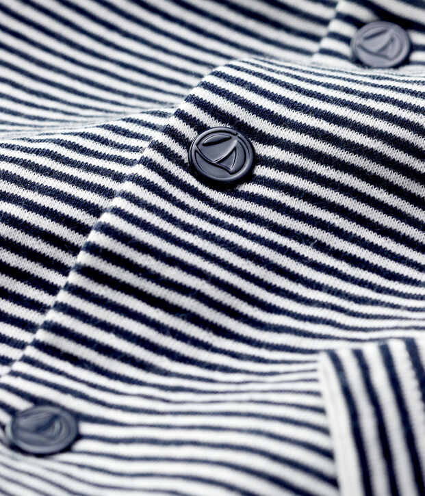 Cardigan in cotone beb&egrave;. blu/bianco