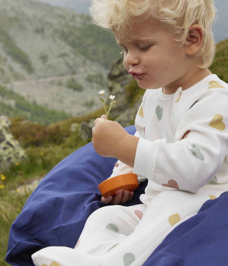 Pigiama a cuori multicolori in ciniglia neonato bianco MARSHMALLOW/bianco MULTICO