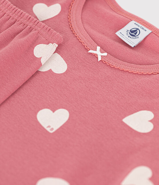 Pigiama in cotone con stampa motivo cuore bambino rosa ROSEWOOD/ AVALANCHE