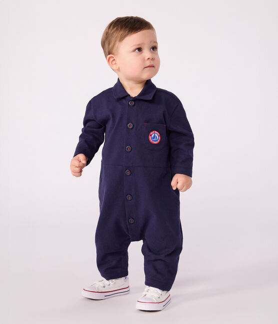 Tutina lunga in cotone tinta unita stile meccanico neonato SOIR