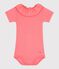 Body con colletto in cotone tinta unita neonata rosa FLAMAND