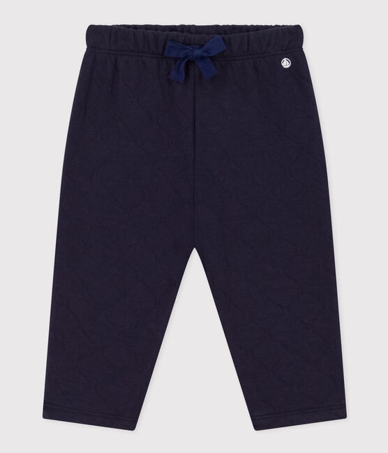 Pantalone in tubique trapuntato bebè blu SMOKING