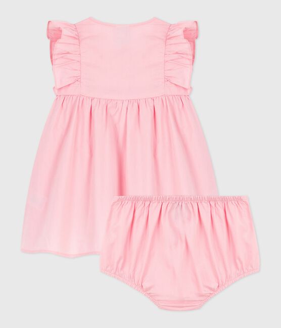 Vestito e mutandine in cotone semplice per neonati rosa CHARME