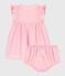 Vestito e mutandine in cotone semplice per neonati rosa CHARME