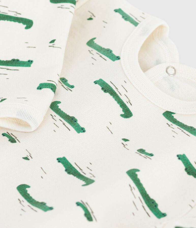 Pigiama in tessuto felpato spazzolato con apertura sulla schiena e stampa coccodrillo neonato MILK/ MULTICO