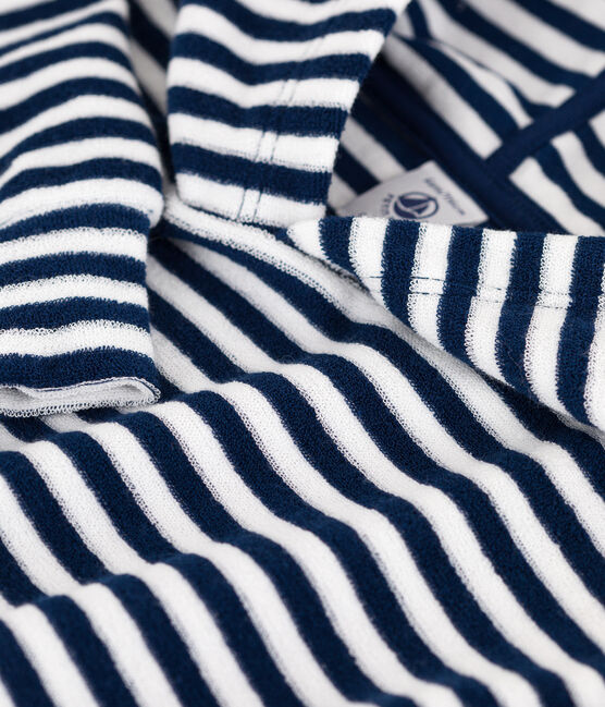 Felpa a righe con cappuccio bambino blu MEDIEVAL/bianco MARSHMALLOW
