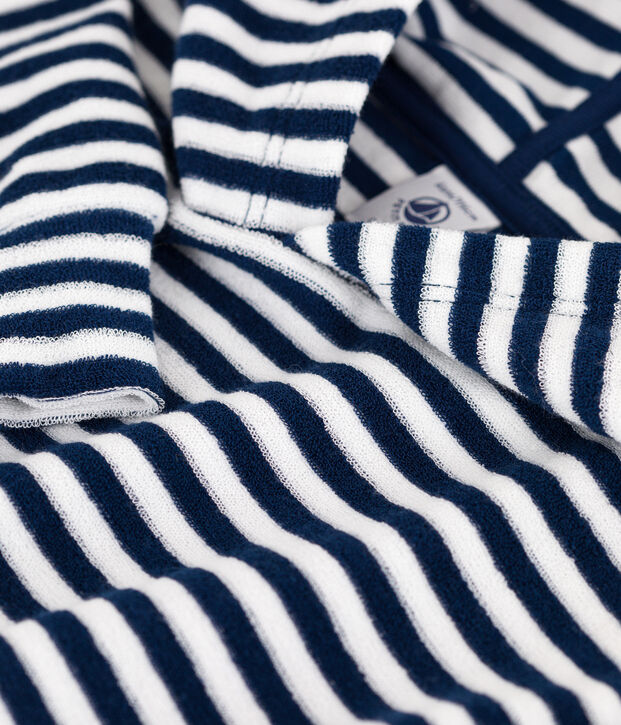 Felpa a righe con cappuccio bambino blu/bianco
