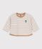 T-shirt a maniche lunghe in cotone a righe neonato. beige/ecru