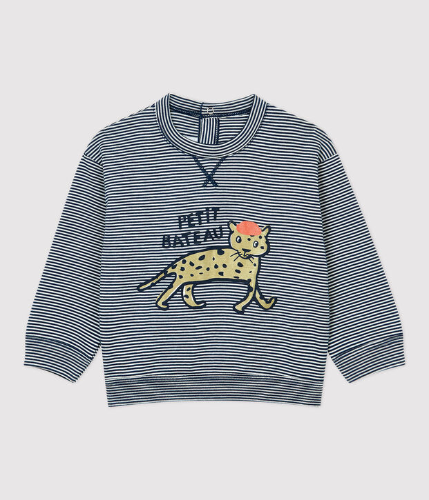 T-shirt in cotone beb&egrave; blu/bianco