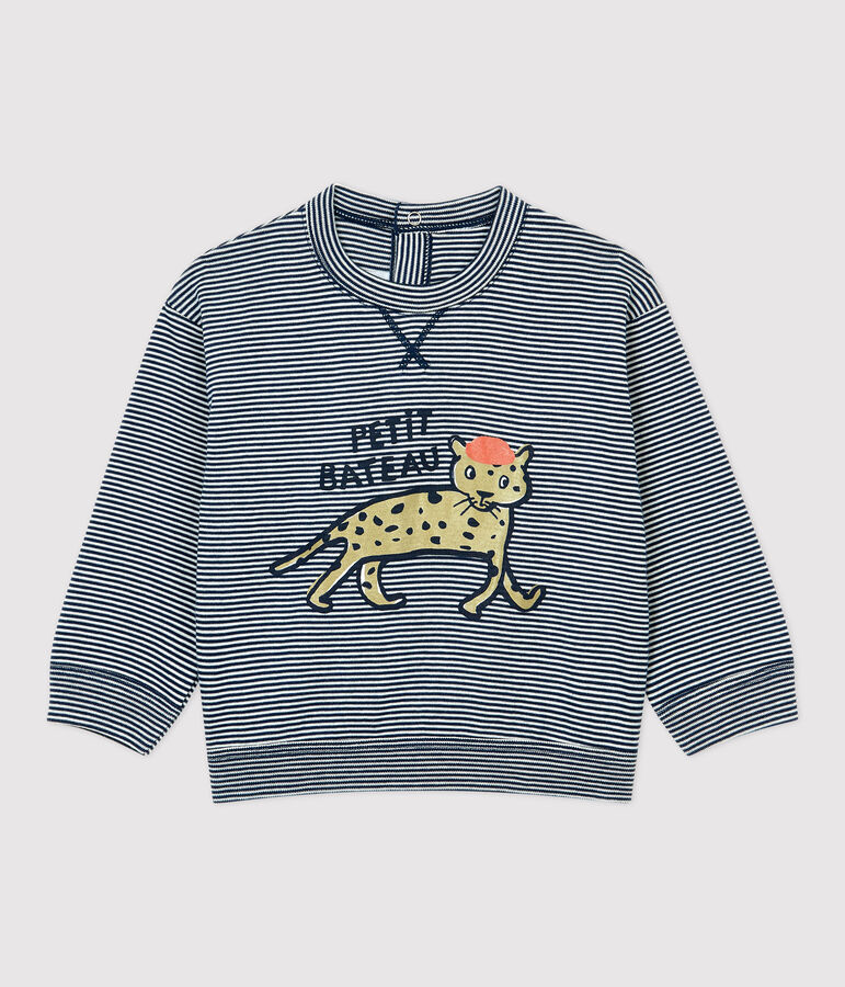 T-shirt in cotone beb&egrave; blu/bianco