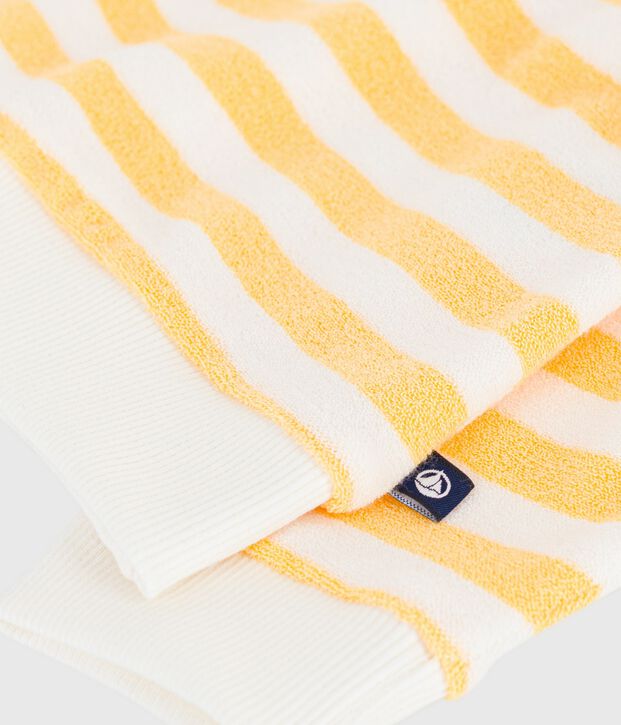 Felpa in cotone a righe neonato giallo/bianco